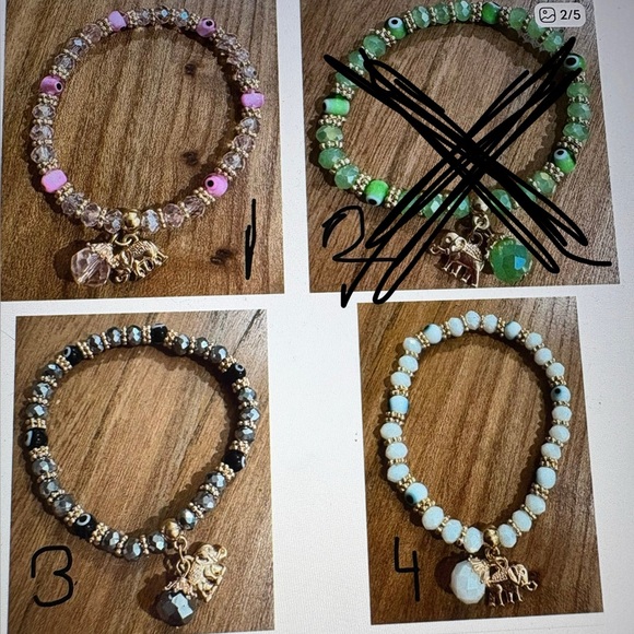 Set of 4 Glass Beaded Stretch Bracelets With Charms ( You Choose your 4) - Picture 2 of 6